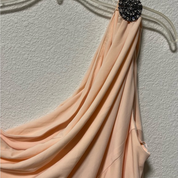Lauren Ralph Lauren Floor Length One Shoulder Silhouette Peach Evening Dress - Picture 6 of 15
